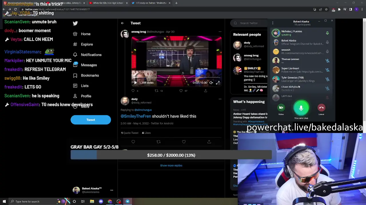 Nick Calls in to YOBA Stream with Baked Alaska