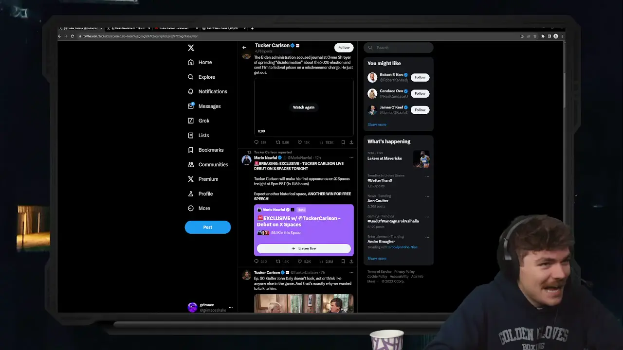 Alex Jones and Tucker Carlson Reaction